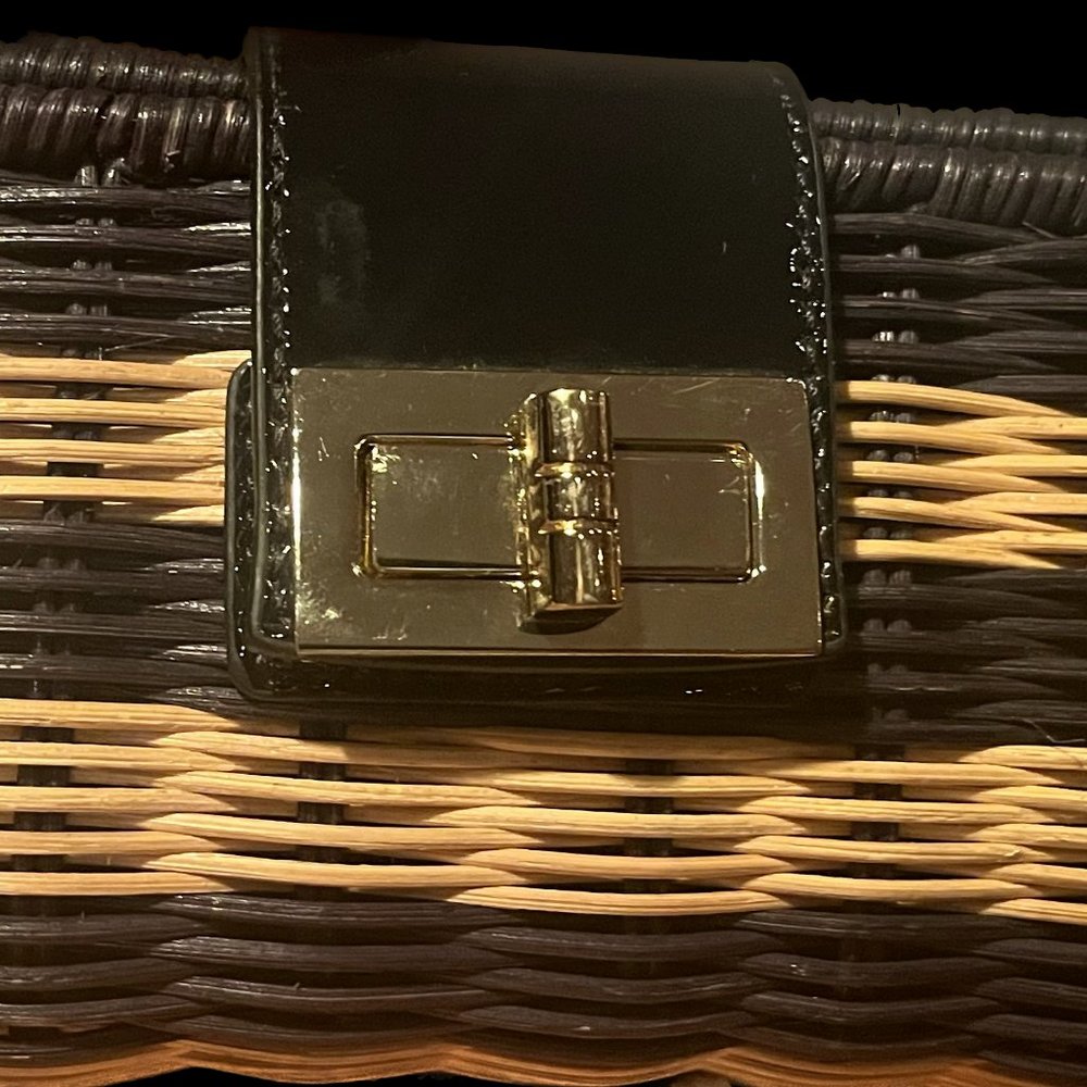 JCrew Wicker Clutch Striped